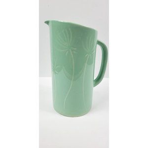 Pereiras Lime Green Pitcher W/ Handle Art Pottery 9 1/2"x6" Made in Portugal